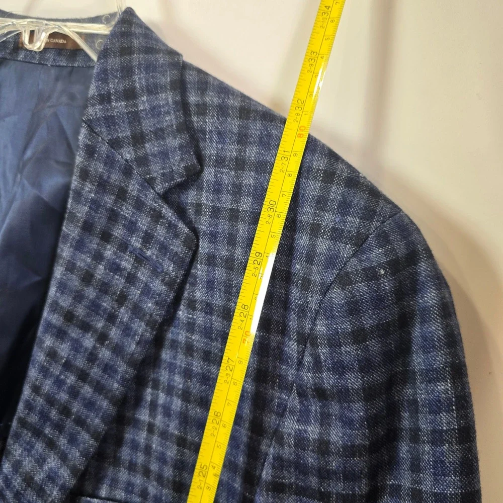 Peter Millar Loro Piana Windowpane Sport Coat Mens 44T Wool Silk Linen Cashmere